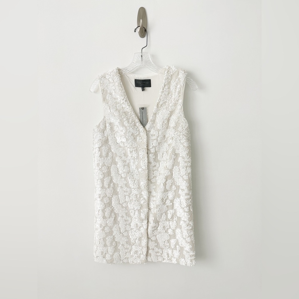 NWT Anthropologie Sunday in Brooklyn Sequin Vest Dress XXSP White Cocktail Mini - Picture 5 of 9